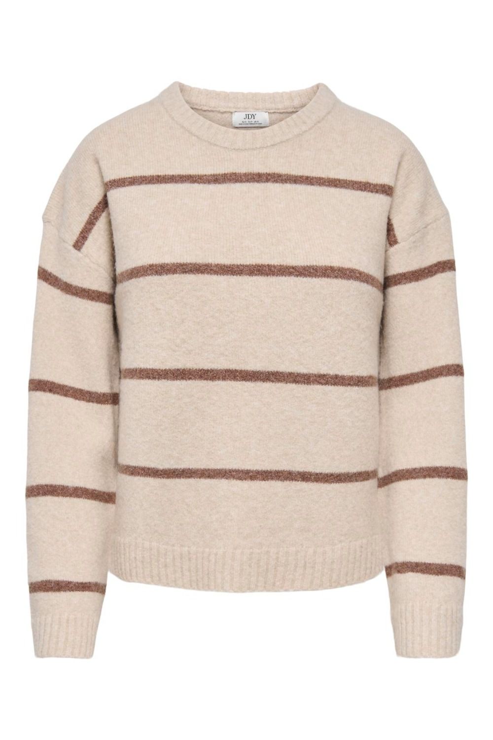 JDY - Strik - Neel L/S O-Neck Stripe Pullover - Oatmeal Bison Wide Stripes