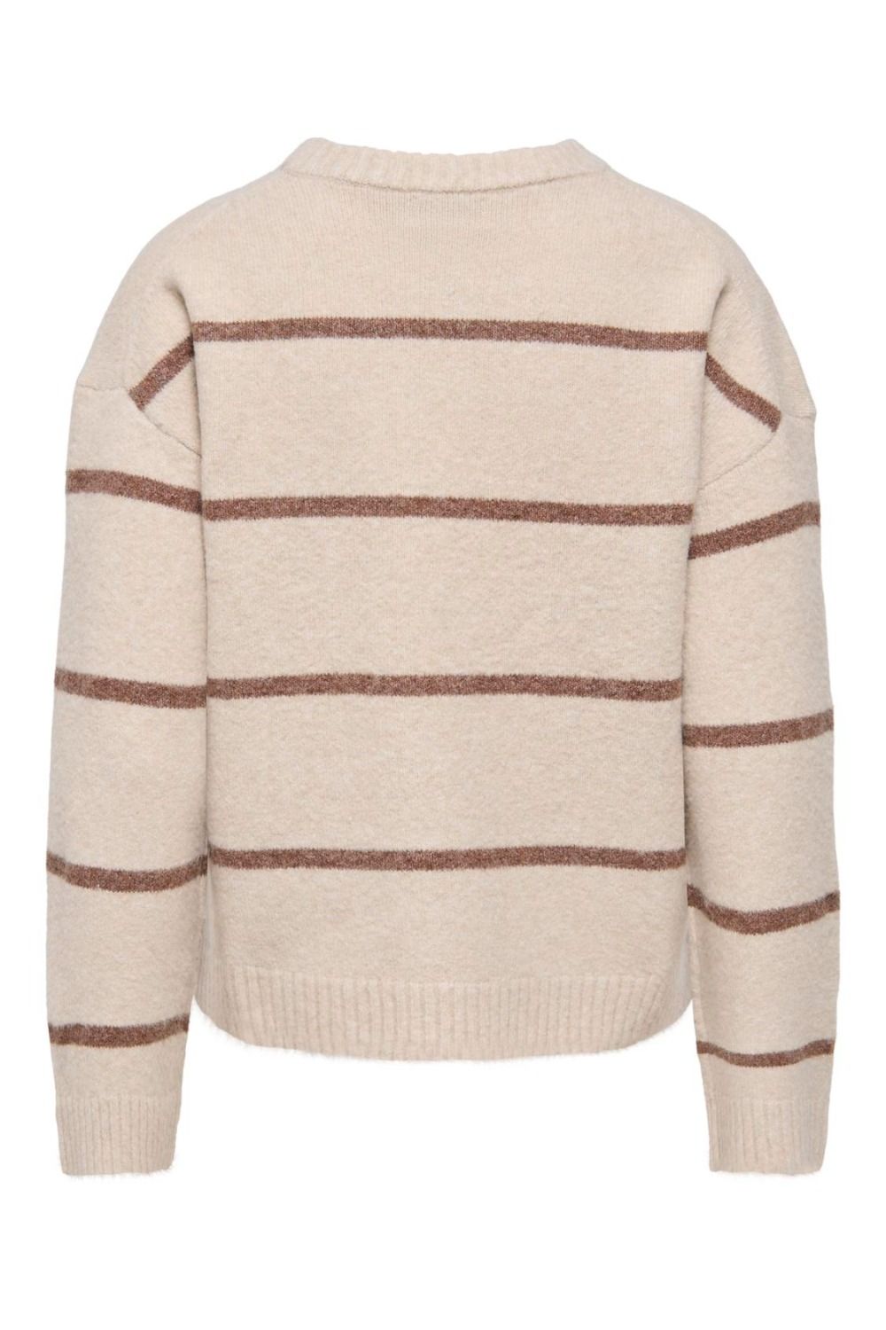 JDY - Strik - Neel L/S O-Neck Stripe Pullover - Oatmeal Bison Wide Stripes