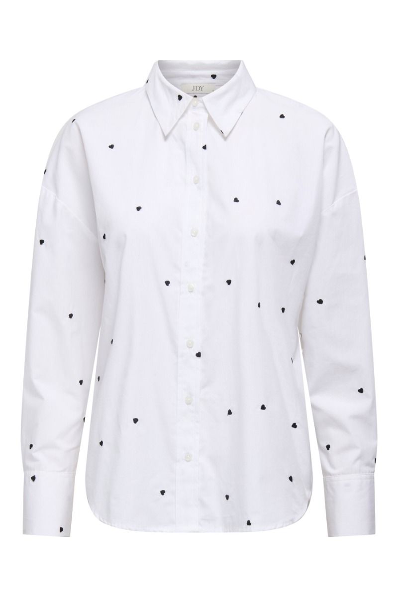 JDY - Skjorte - Nelly L/S Loose Shirt - White/black