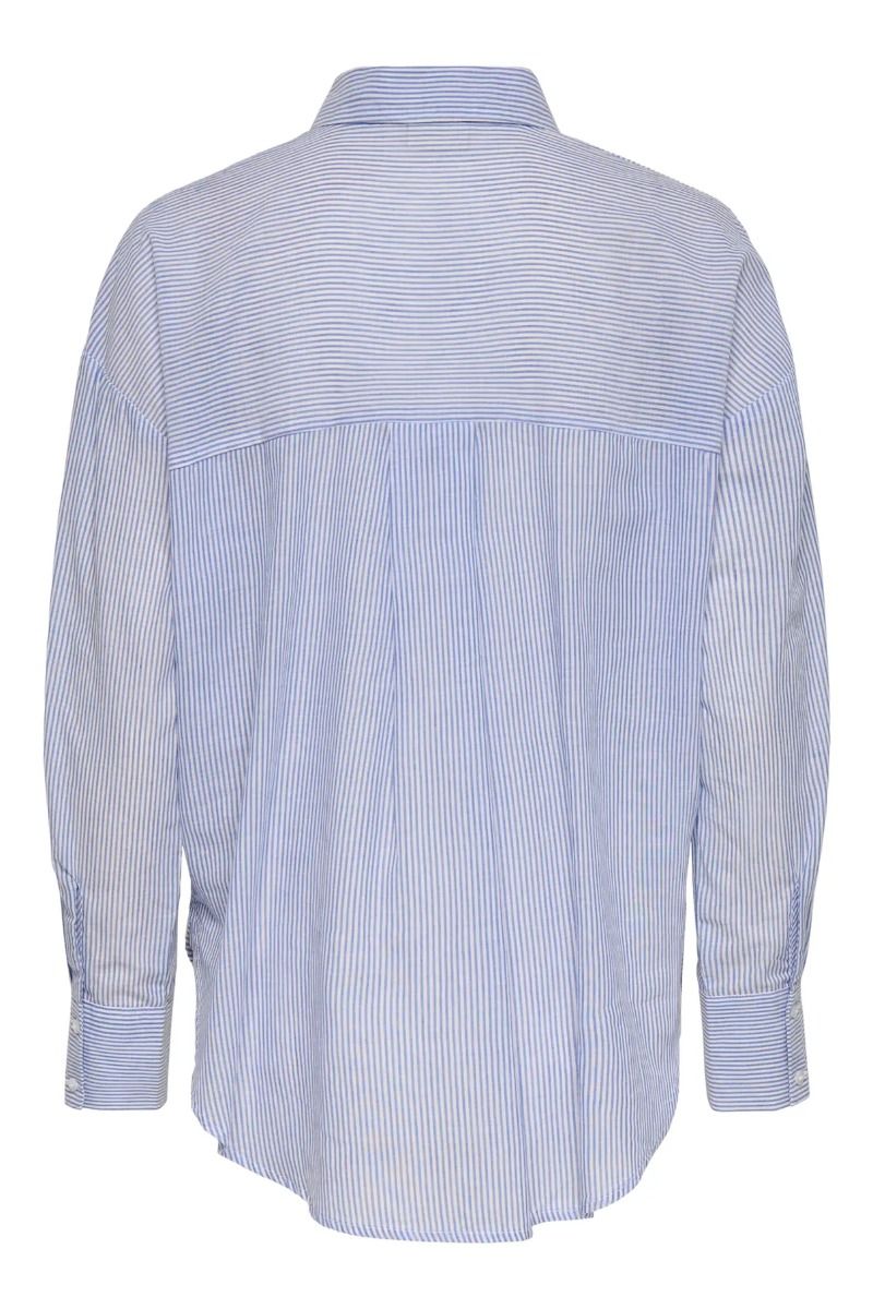 JDY - Skjorte - Paige L/S Loose EMB. Shirt - Cloud Dancer/Blue Stripe & Multi EMB