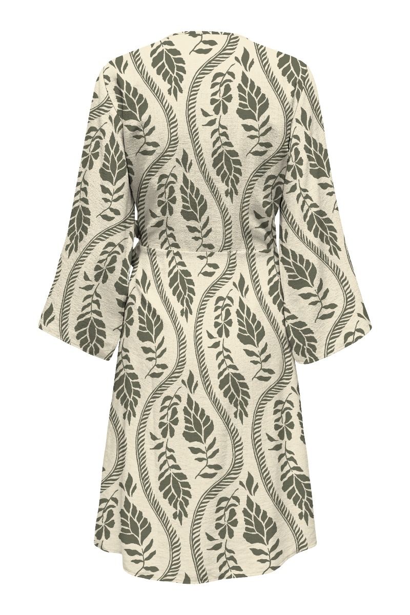 JDY - Kjole - Pepper 7/8 Wrap Dress - Papyrus/Deep Lichen Flowers