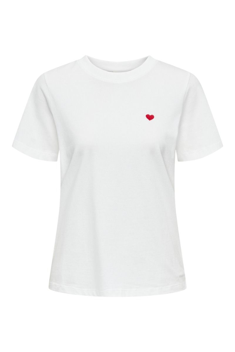 JDY - T-shirt - Pisa S/S Print Top J- Cloud Dancer/Bittersweet Heart