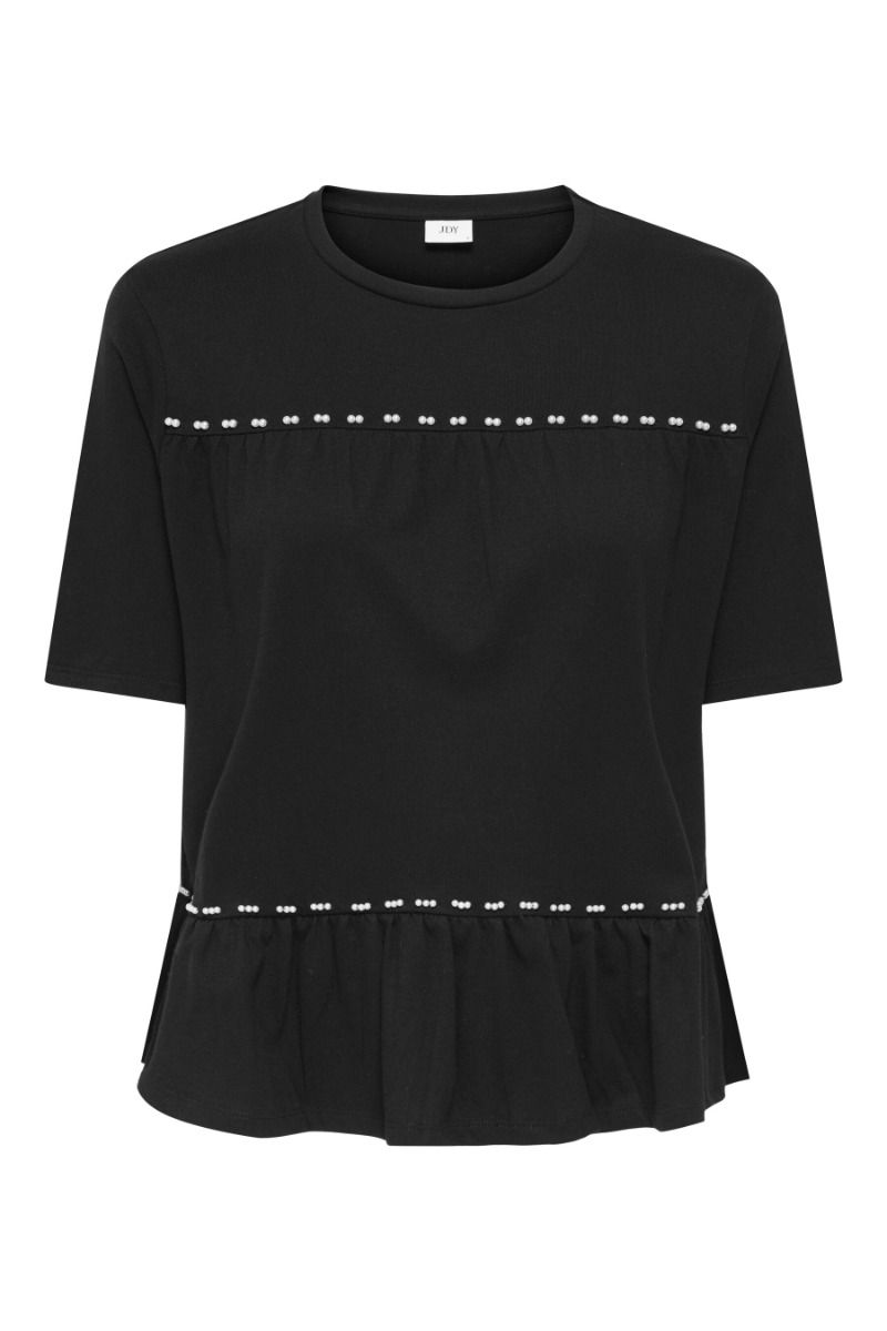 JDY - T-shirt - Poula S/S Pearl Top - Black