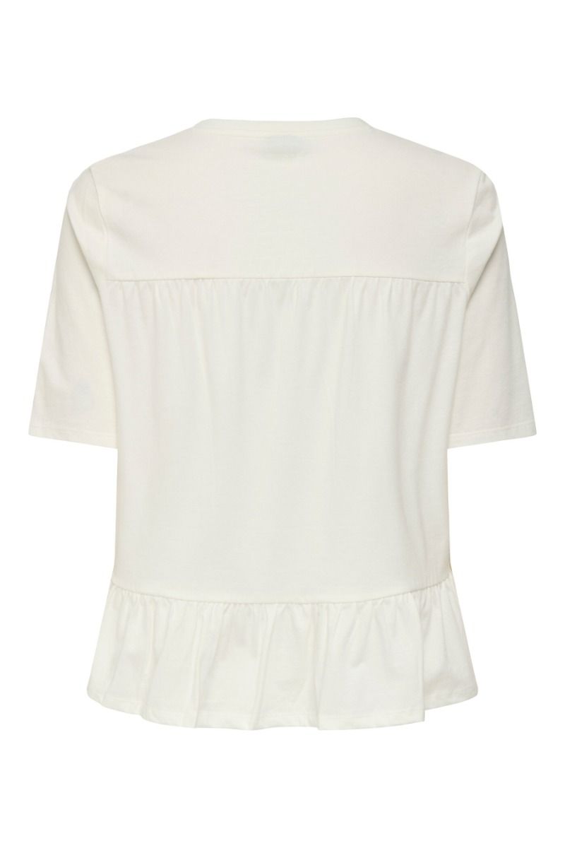 JDY - T-shirt - Poula S/S Pearl Top - Cloud Dancer
