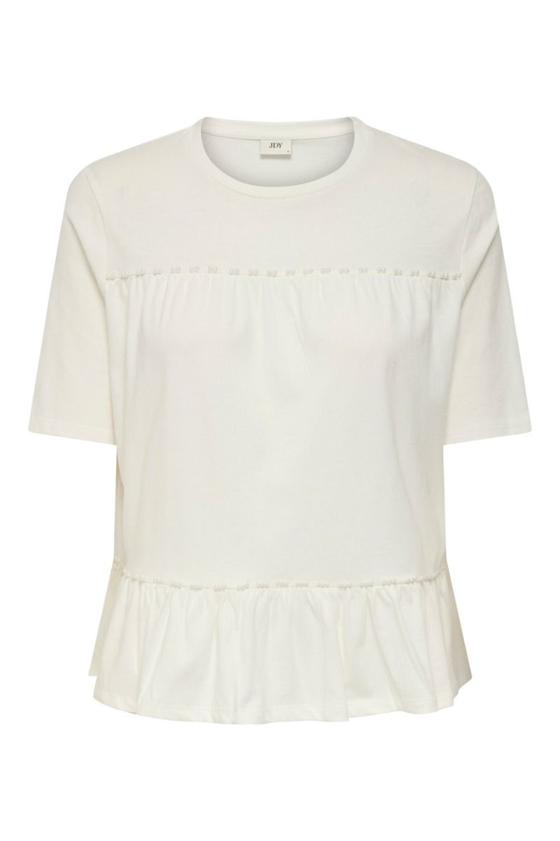 JDY - T-shirt - Poula S/S Pearl Top - Cloud Dancer