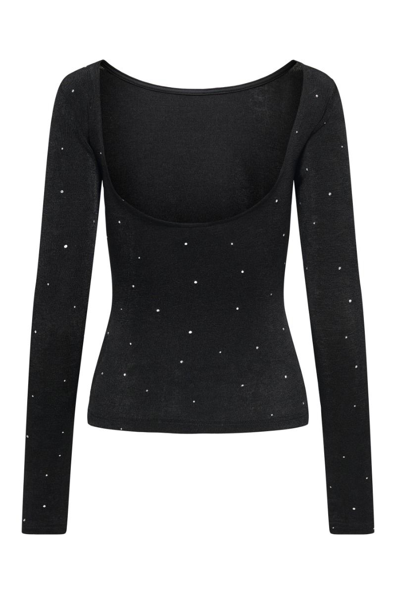 JDY - Top - Prime L/S Deep Back Top - Black