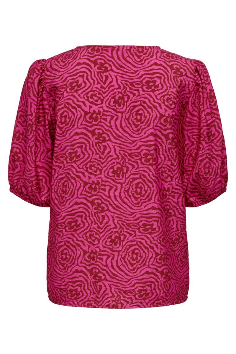 JDY - T-shirts - JDY Sandy 2/4 Puffsleeve Top - Brick Red