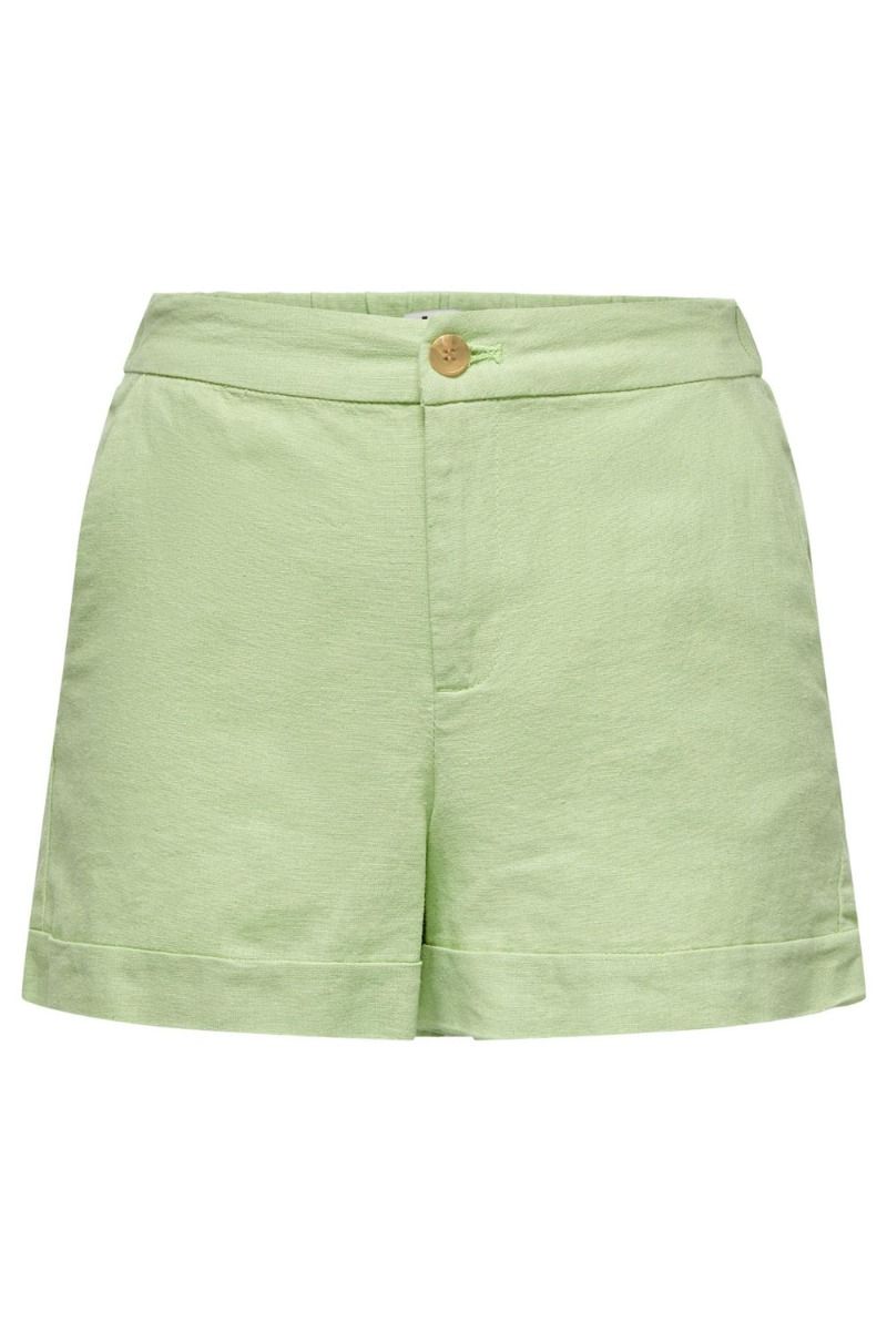 JDY - Shorts - JDY Say Linen HW Fold-Up Shorts - Foam Green