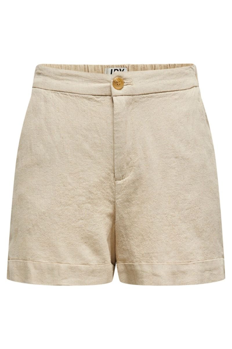 JDY - Shorts - JDY Say Linen HW Fold-Up Shorts - Oatmeal