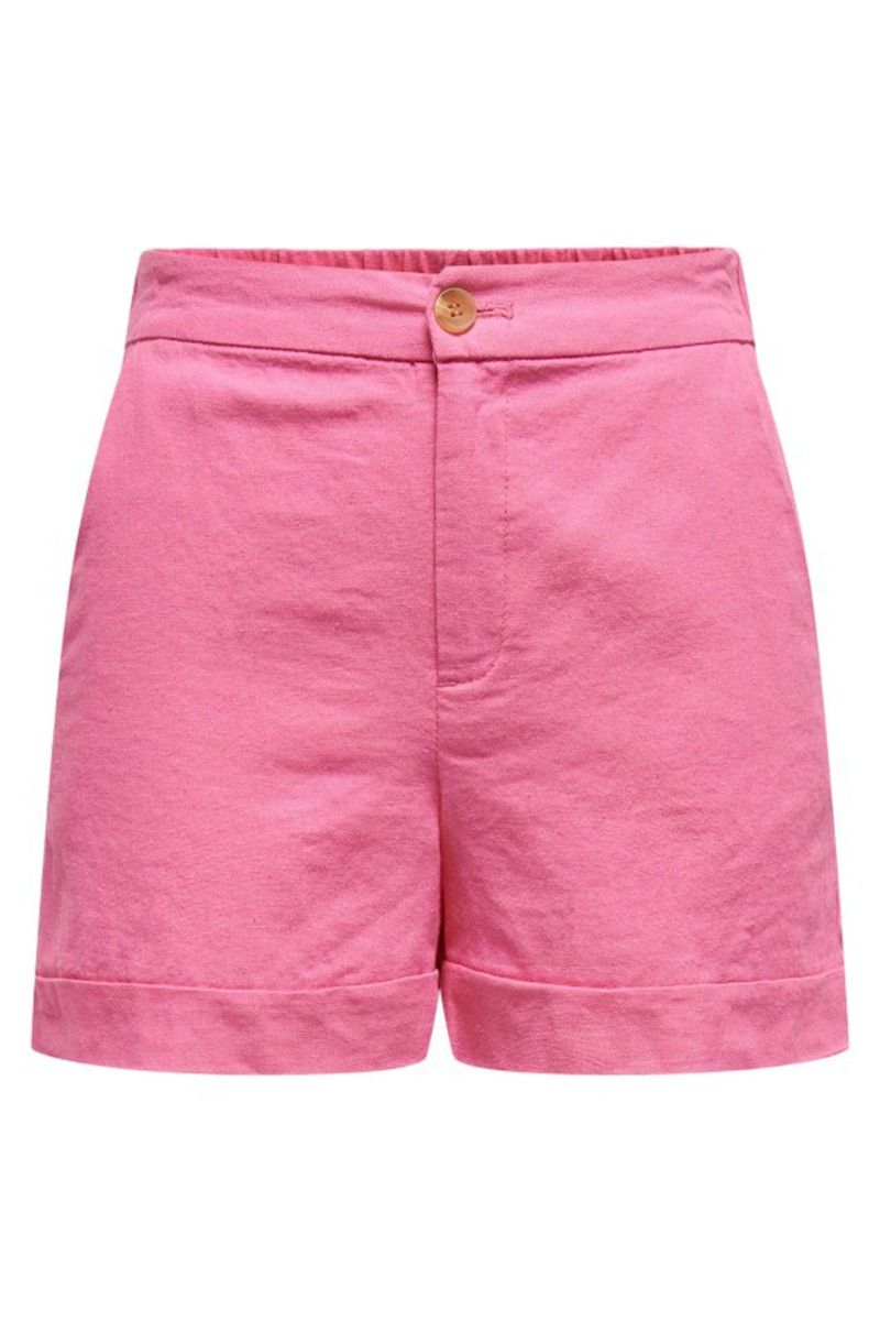 JDY - Shorts - JDY Say Linen HW Fold-Up Shorts - Pink Power