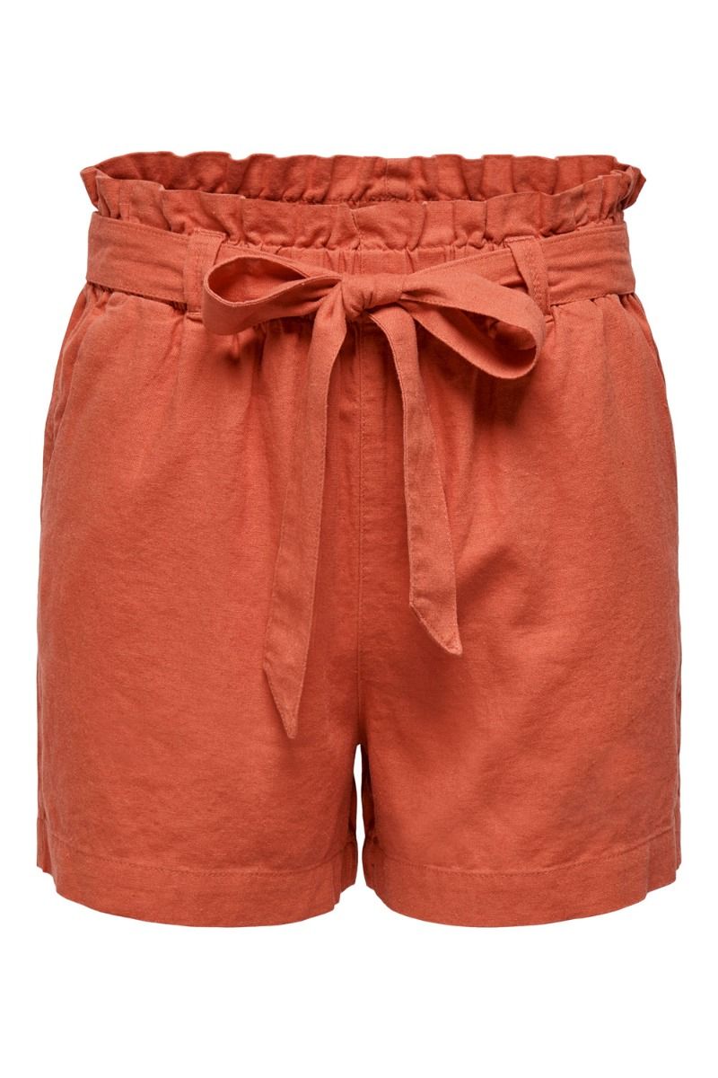 JDY - Shorts - JDY Say MW Linen Shorts - Hot Sauce