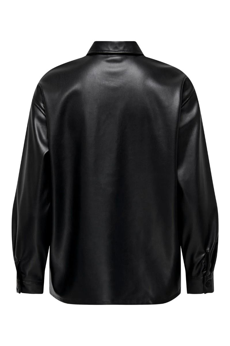 JDY - Skjorte - JDY Alaia L/S Faux Leather Shirt - Black