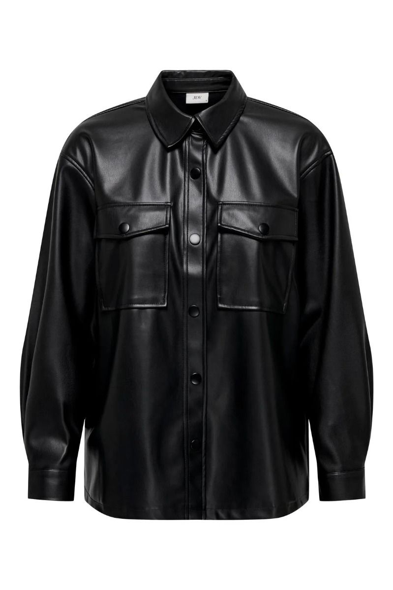 JDY - Skjorte - JDY Alaia L/S Faux Leather Shirt - Black