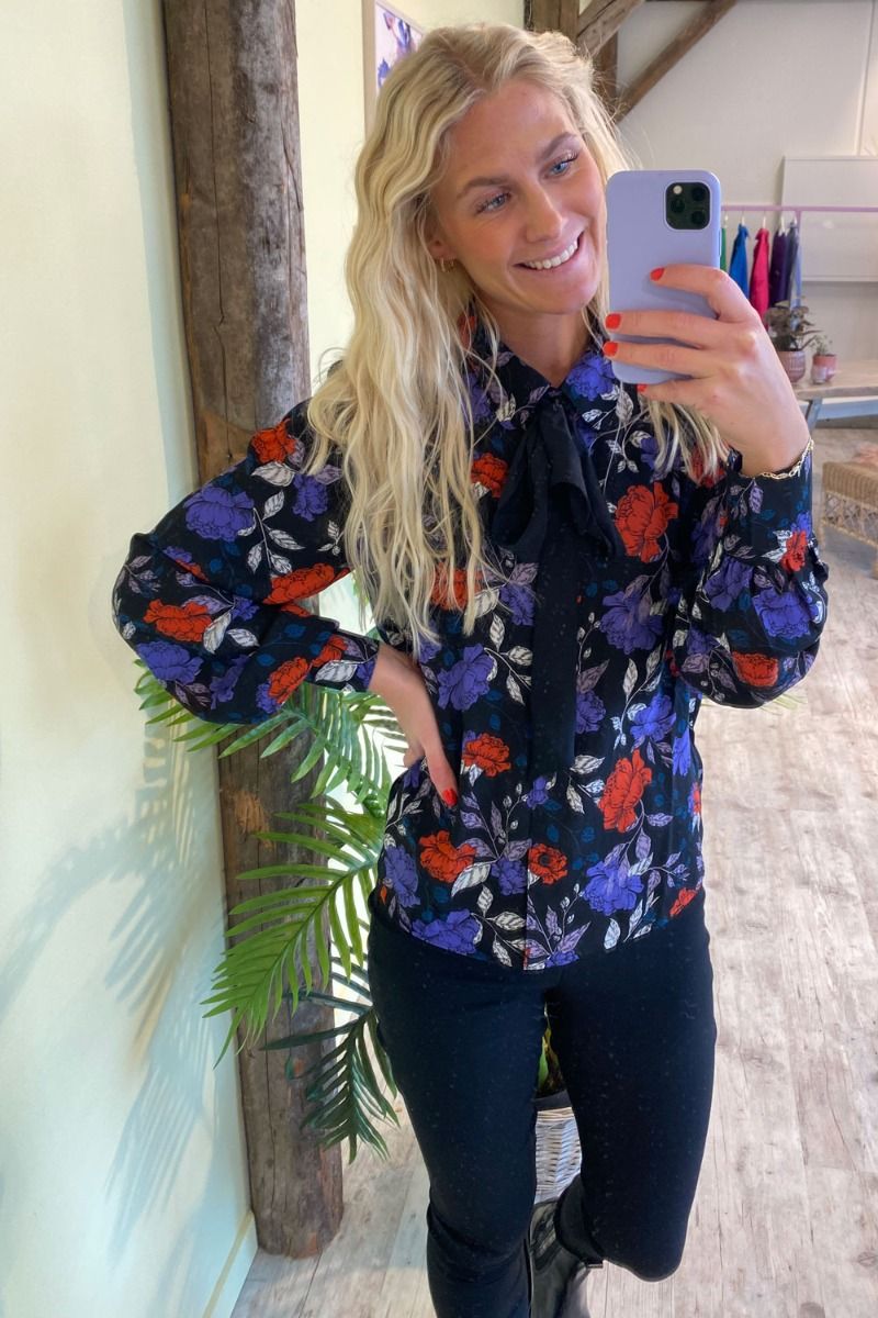 JDY - Skjorte -  JDY Base Boey L/S Bow Shirt - Black