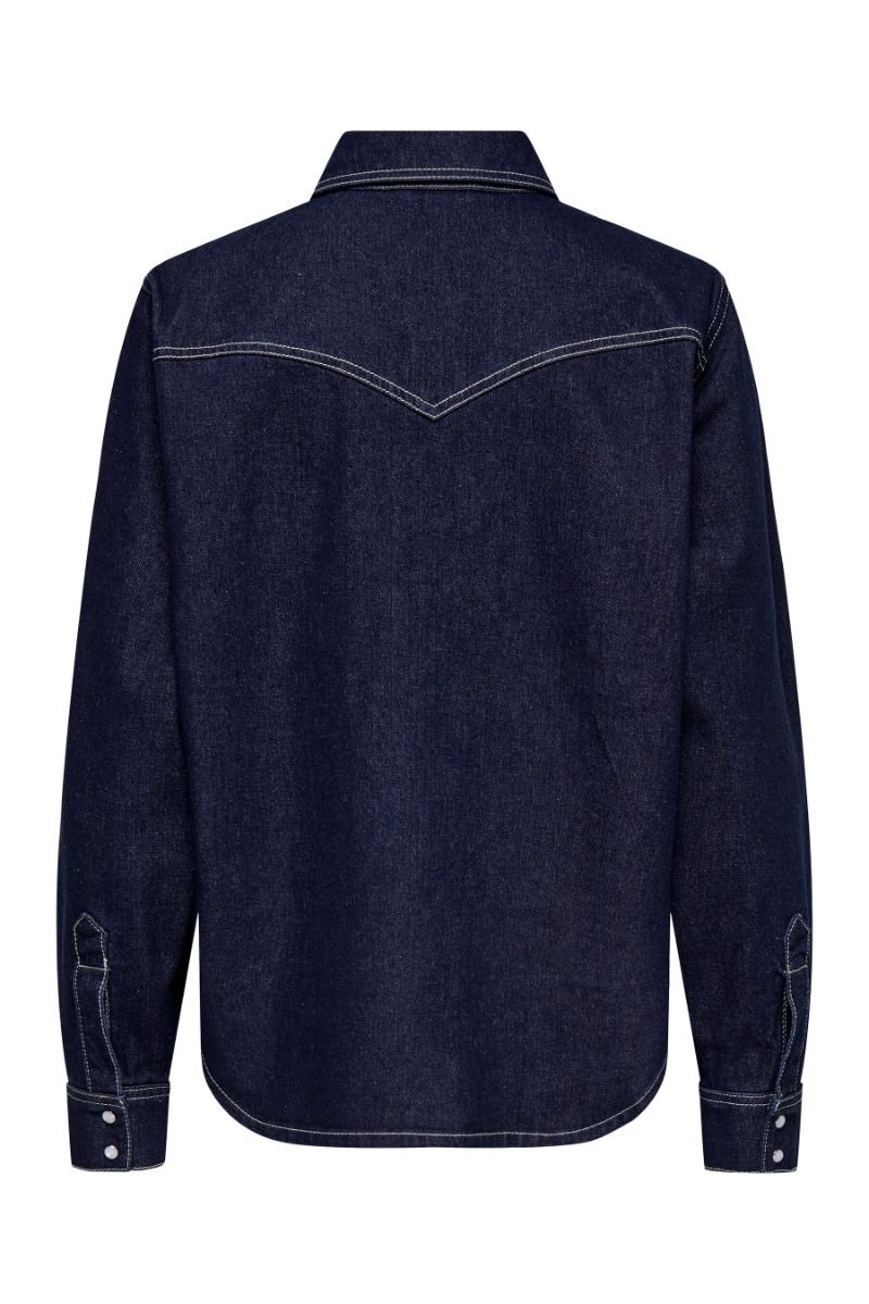 JDY - Skjorte - Jdy Bella Embroidery Shirt - Dark Blue Denim