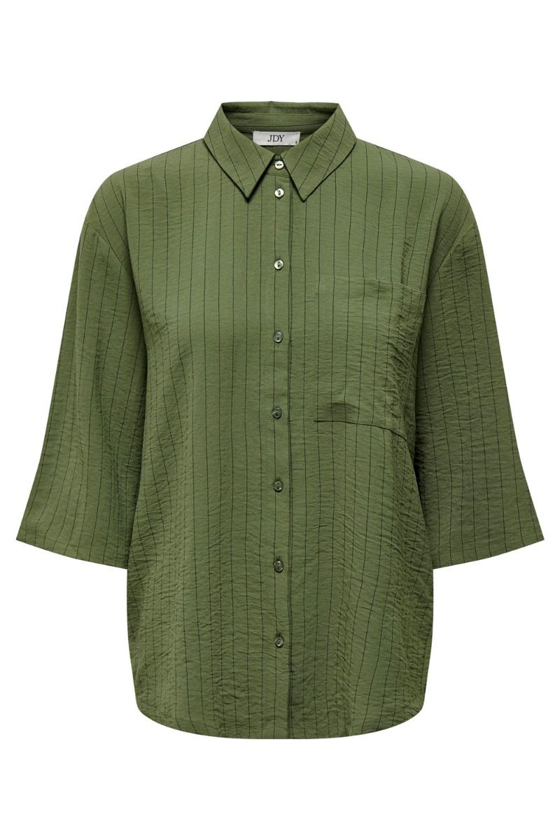 JDY - Skjorte - JDY Divya Life 3/4 Striped Shirt - Winter Moss