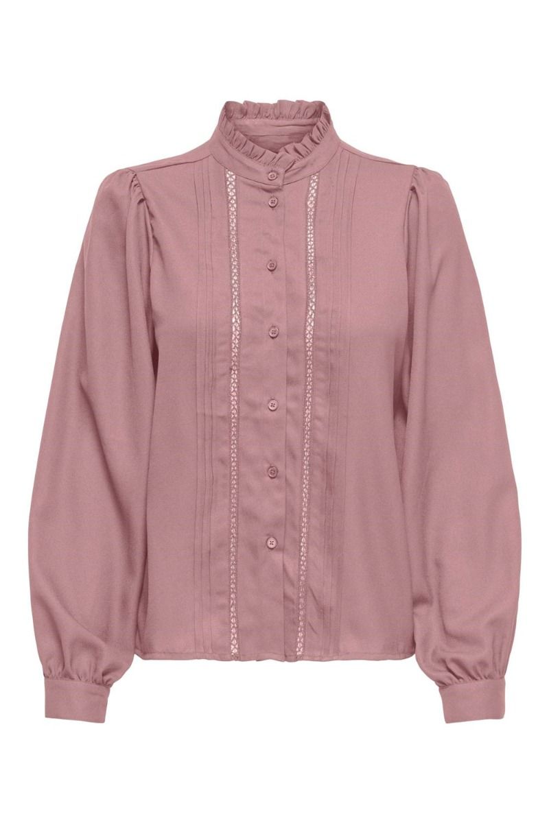 JDY - Skjorte - JDY Gitta L/S Lace Shirt - Woodrose