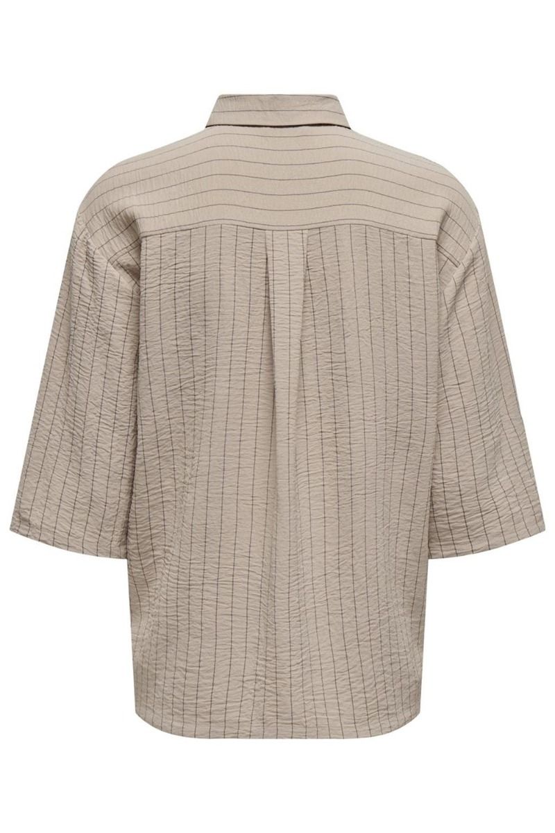 JDY - Skjorte - JDY Divya Life 3/4 Striped Shirt - Beige