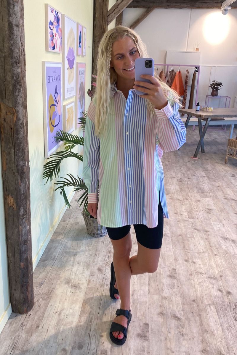 JDY -  Skjorte - Laura Life Striped Loose Shirt WVN - White 