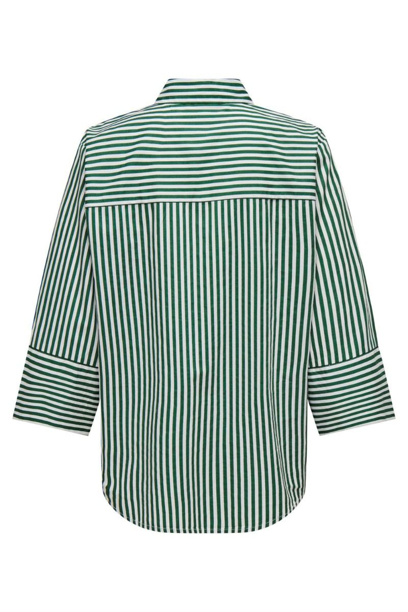 JDY - Skjorte - JDY Liber 3/4 Loose Shirt - Cloud Dancer/Green