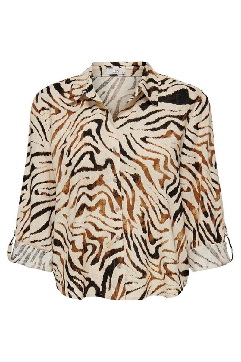 JDY - Skjorte - JDY Naja 7/8 Linen Button Down Shirt - Sandshell