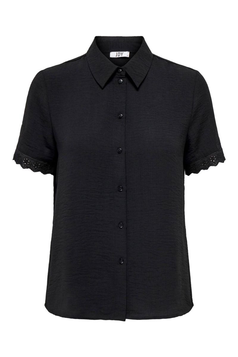 JDY - Skjorte - JDY Rachel S/S Lace Shirt - Black