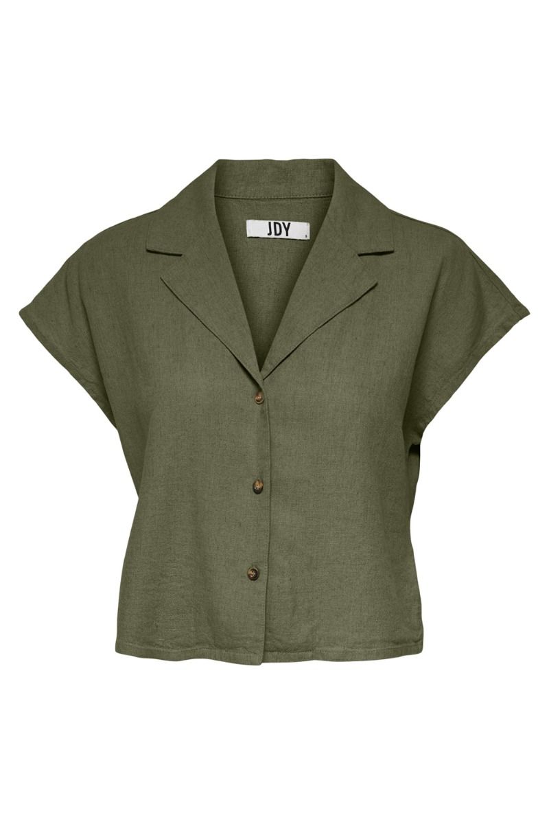 JDY - Skjorte - JDY Say S/S Short Linen Shirt - Kalamata 