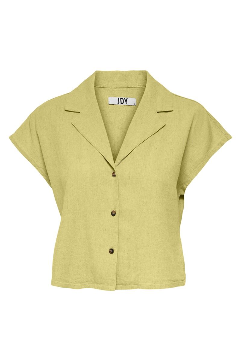 JDY - Skjorte - JDY Say S/S Short Linen Shirt - Straw