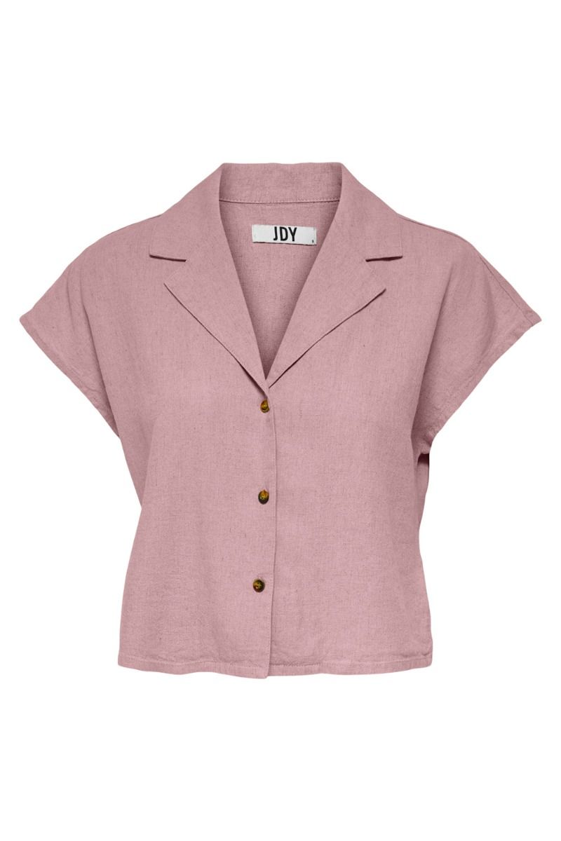 JDY - Skjorte - JDY Say S/S Short Linen Shirt - Woodrose