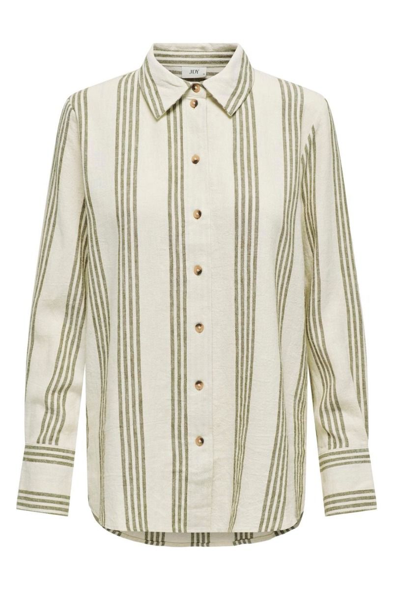 JDY - Skjorte - JDY Say Striped L/S Loose Shirt - Turtledove/Kalmata