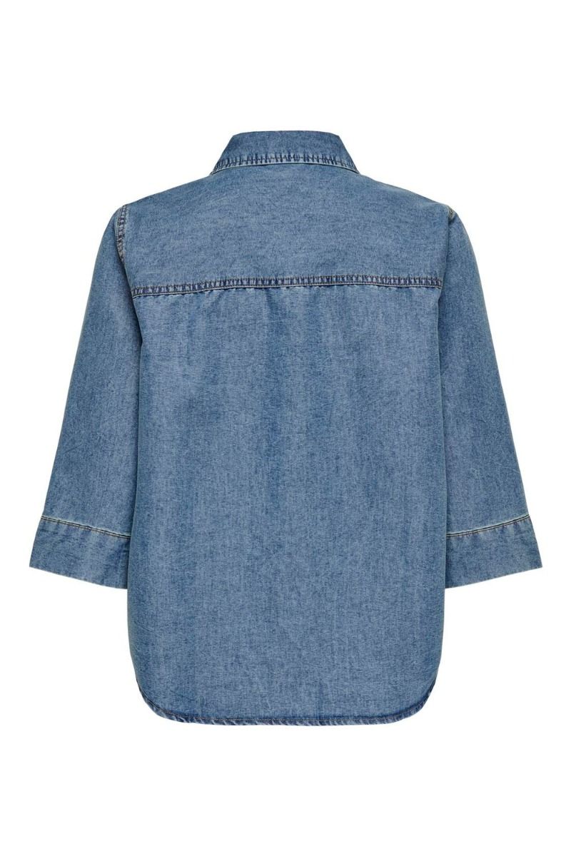 JDY - Skjorte - JDY Trixie 3/4 Loosechambray Shirt - Medium Blue Denim