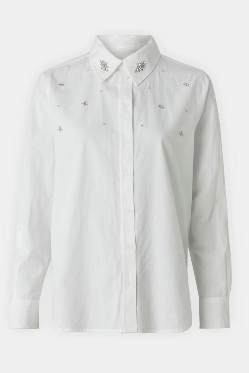 JDY - Skjorte - JDY Charlie L/S Wide Rhinestone Shirt - Cloud Dancer