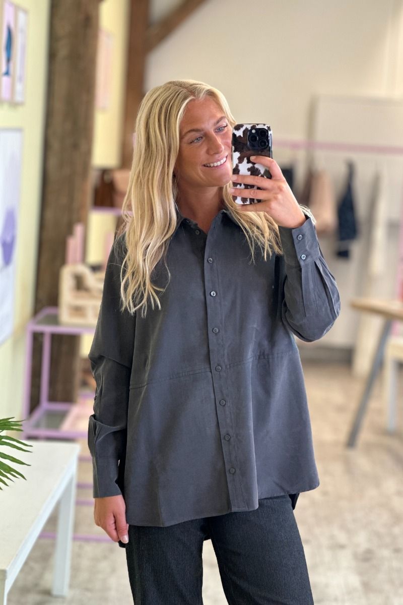 JDY - Skjorte - JDY Olli L/S Long Shirt WVN - Phantom