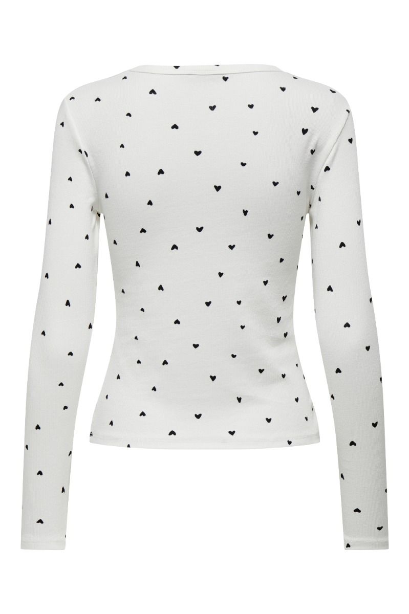 JDY - Bluse - Sofia L/S Print Top - Cloud Dancer/Black