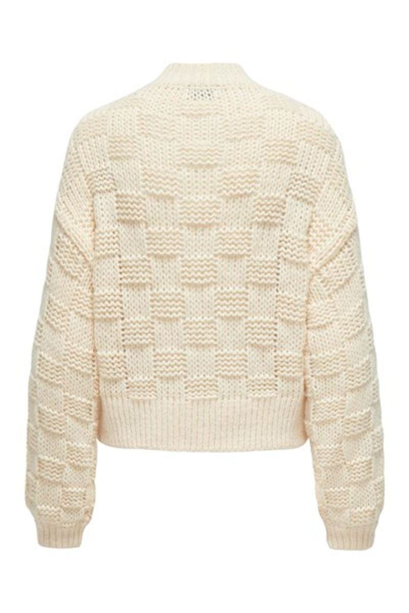 JDY - Strik - JSY Ally Life L/S Highneck Check Pull Knt - Sandshell