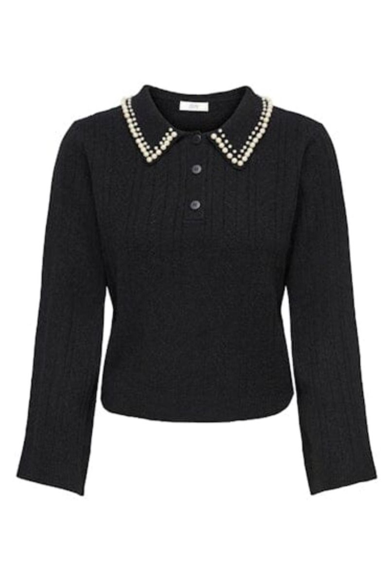 JDY - Strik - April Life L/S Pearl Collar - Black