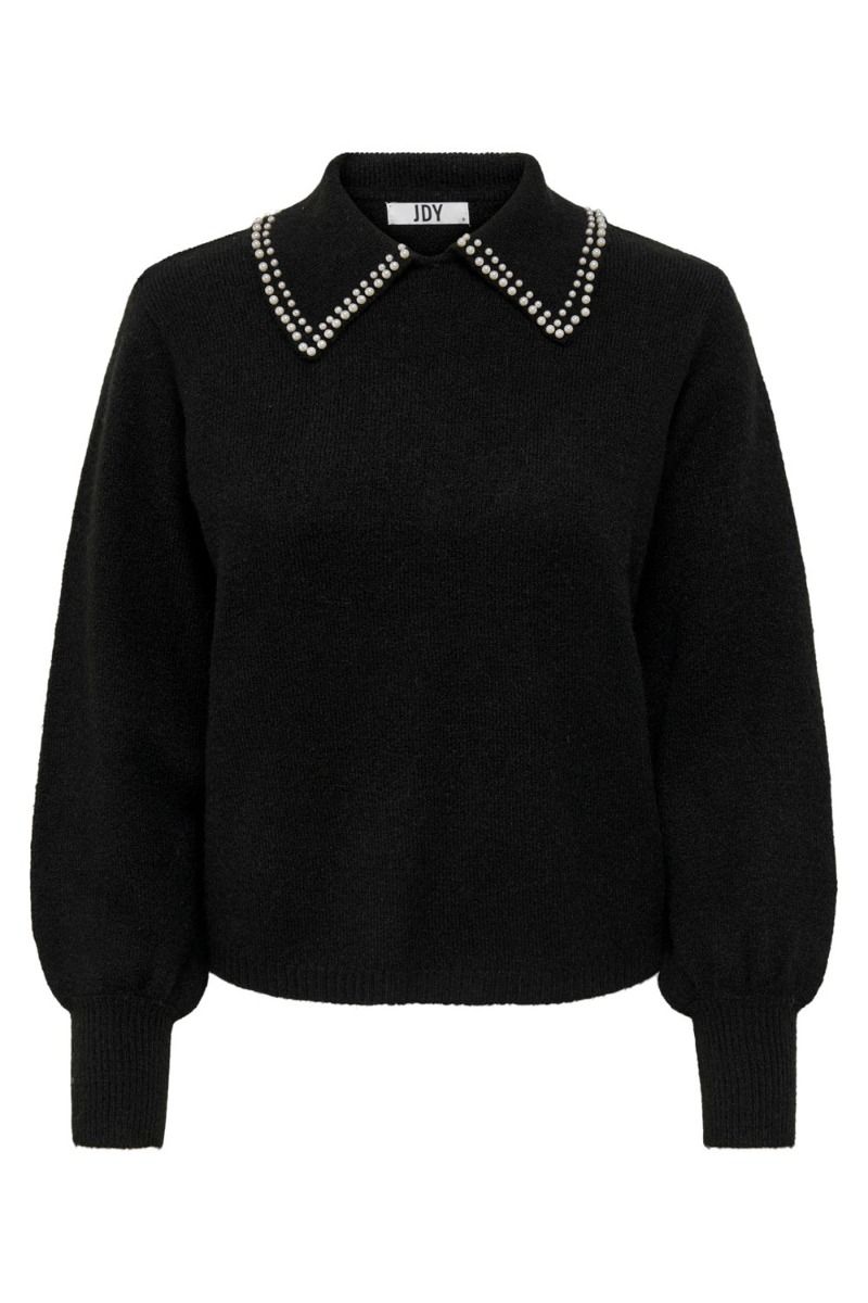 JDY - Strik - JDY Aubray Life L/S Pearl Pullover Knit - Black
