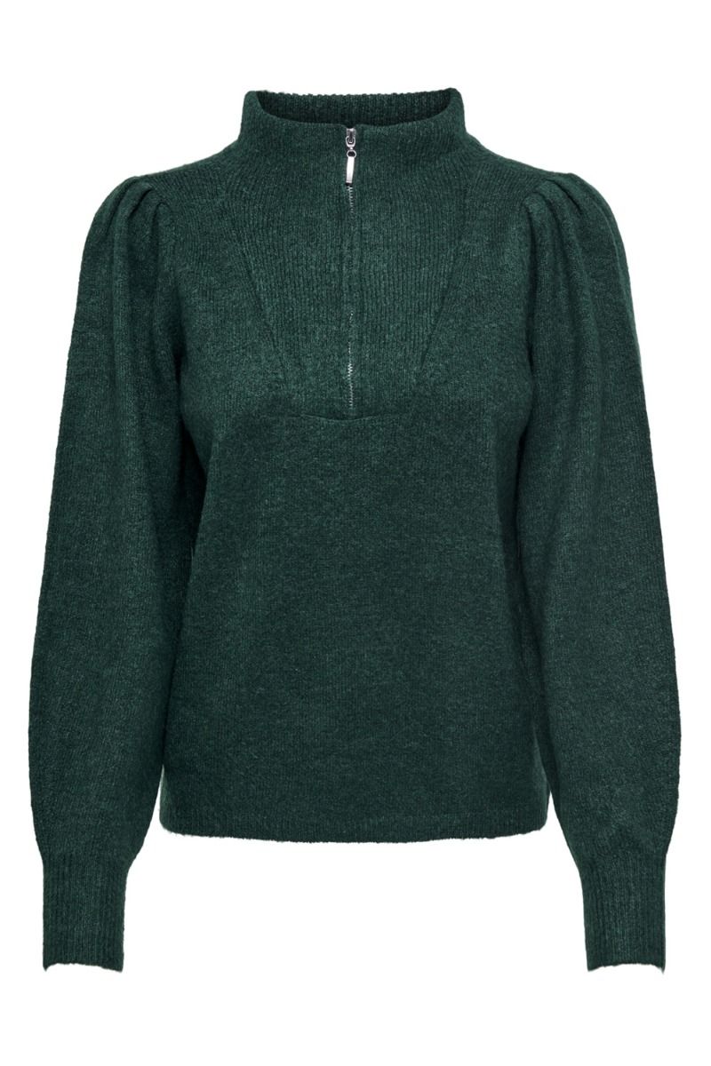 JDY - Strik - Elanor Mia L/S Zip - Bracken Melange 