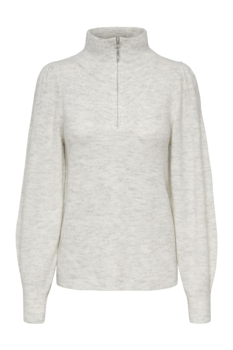 JDY - Strik - Elanor Mia L/S Zip - Cloud Dancer