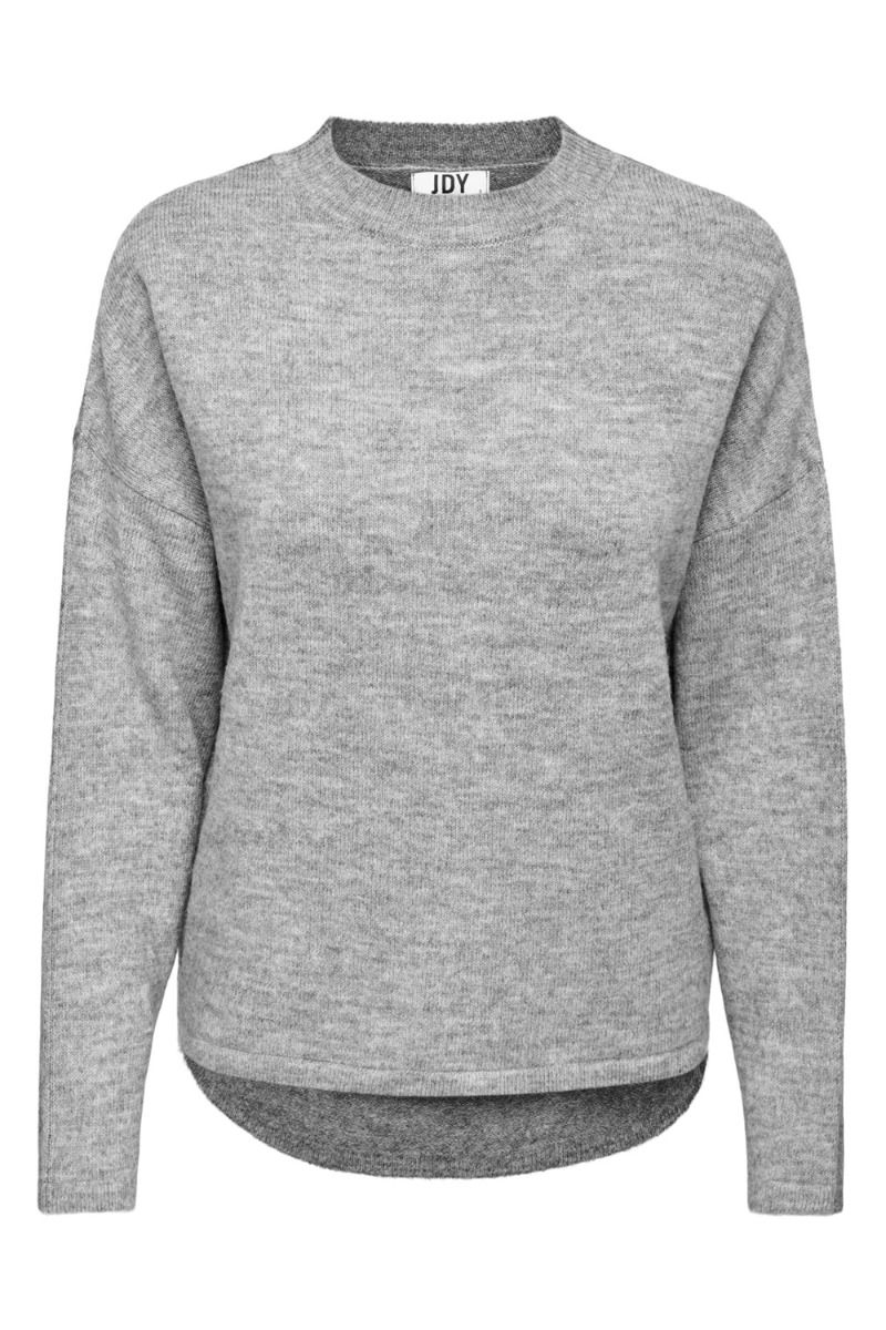 JDY - Strik - JDY Floris LS Color Black Pullover Knt - Medium Grey Melange