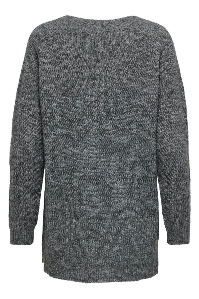 JDY - Strik - JDY Ingeborg Ada Life L/S Long Pullover Knit - Dark Grey Melange