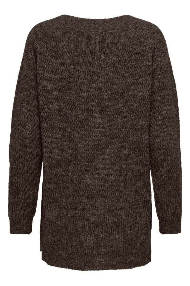 JDY - Strik - JDY Ingeborg Ada Life L/S Long Pullover Knit - Chocolate Brown