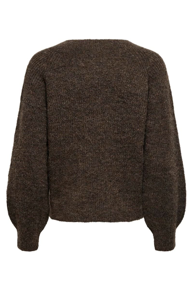 JDY - Strik - JDY Ingeborg ADA Life L/S V-Neck Pull - Chocolate Brown
