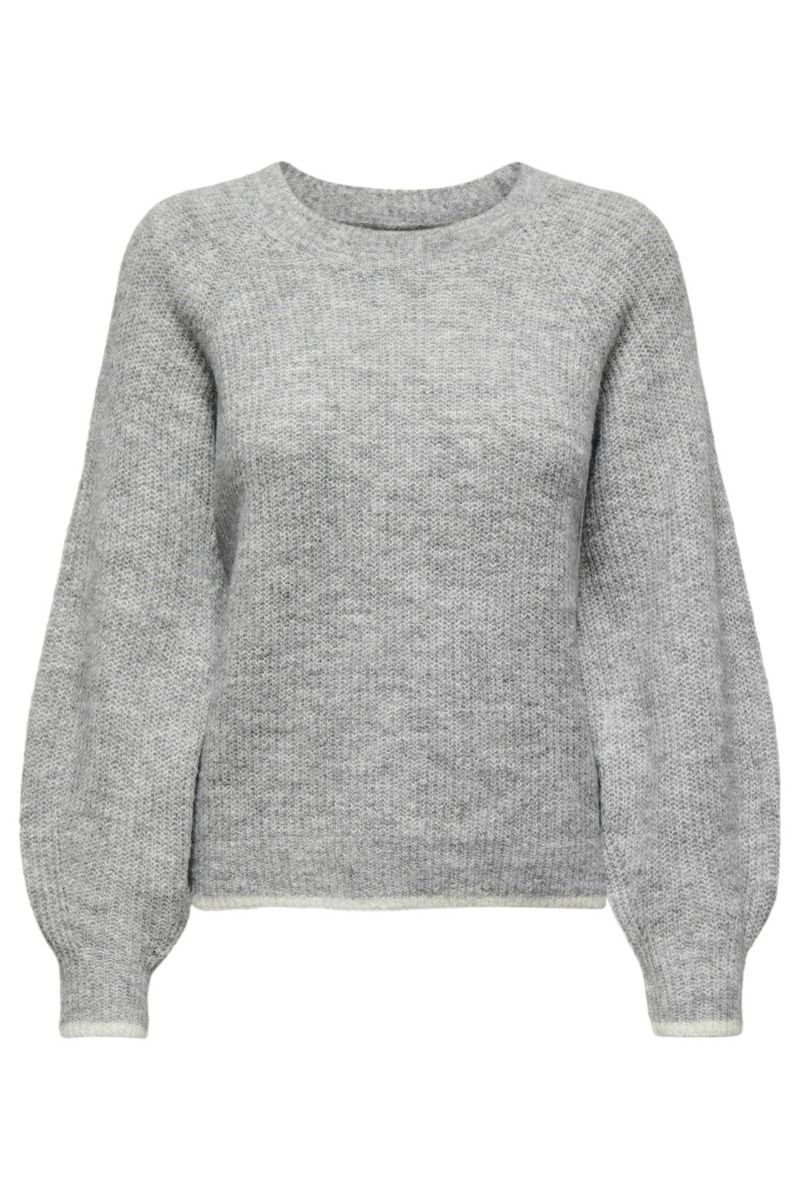 JDY - Strik - Ingeborg Life LS Contrast Pull. Knt - Light Grey Melange