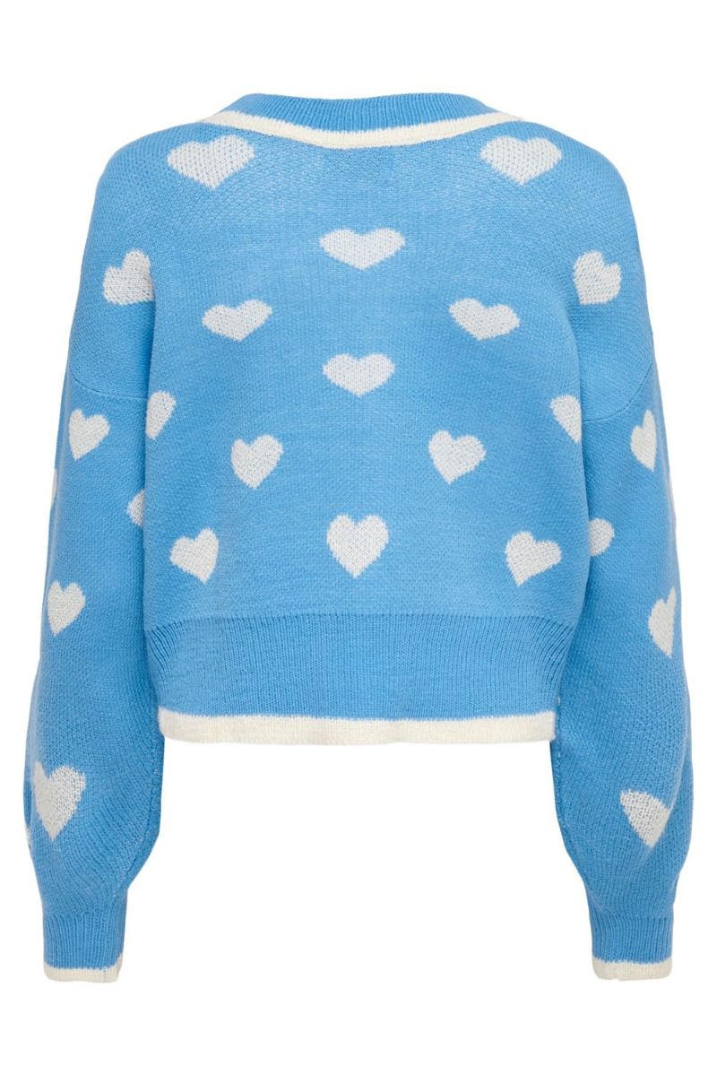 JDY - Strik - JDY Romance L/S JACQ. Short Cardigan Knit - Azure Blue
