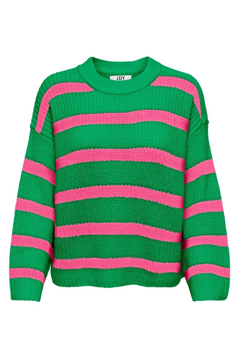 JDY - Strik - JDY Justy LS Stripe Pullover knit - Kelly Green 