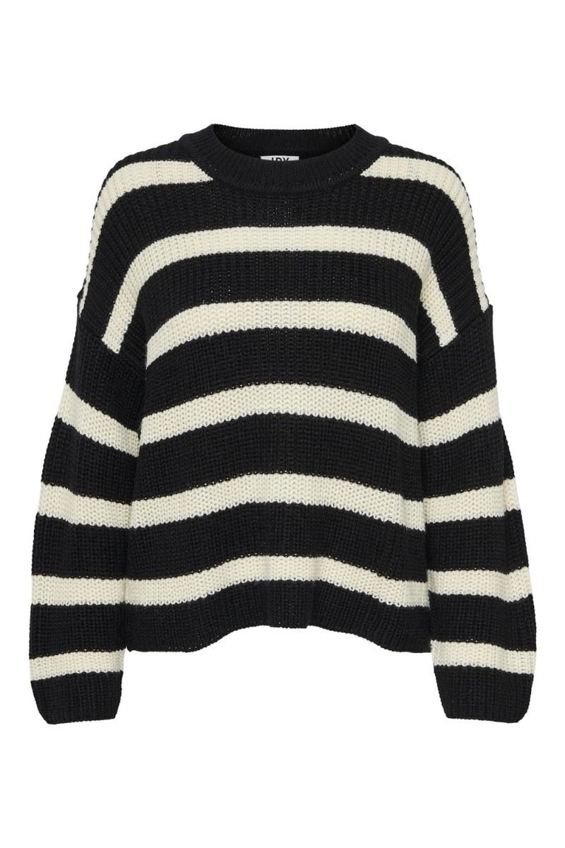 JDY - Strik - JDY Justy L/S Stripe Pullover - Scarab