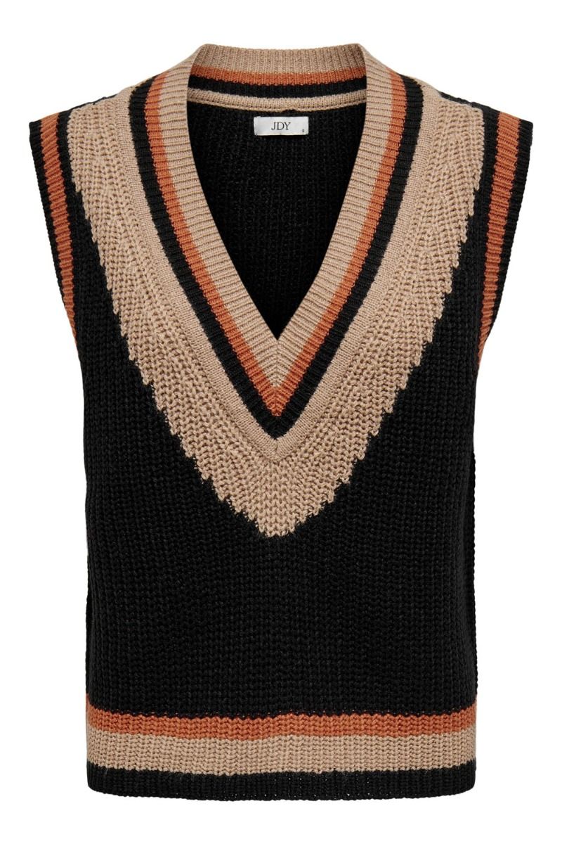 JDY - Strik - JDY Justy V-Neck Colorblock Vest - Black