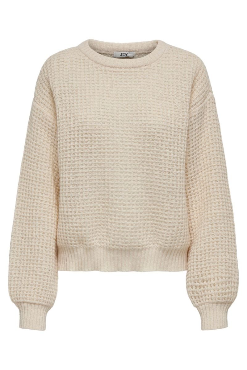 JDY - Strik - JDY Lasina Life L/S O-Neck Pullover - Tapioca