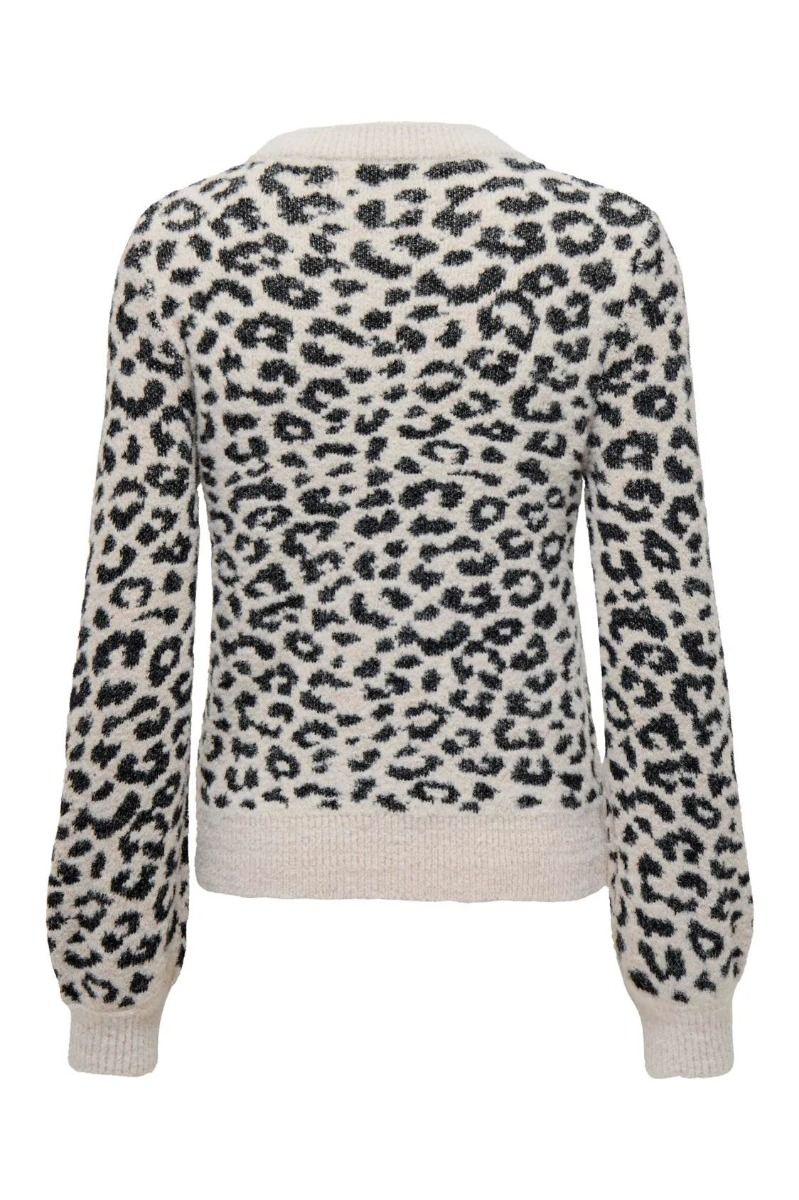 JDY - Strik - Jdy Lorraine Animal L/S Pullover - Cement/Black Leopard Spots